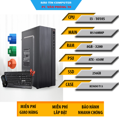 PC Văn Phòng CORE I3 10105 RAM 8G NVME 256G