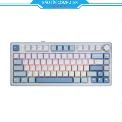 Bàn phím cơ AULA F75 - 3 Mode Sea Blue Grey Wood V3 switch