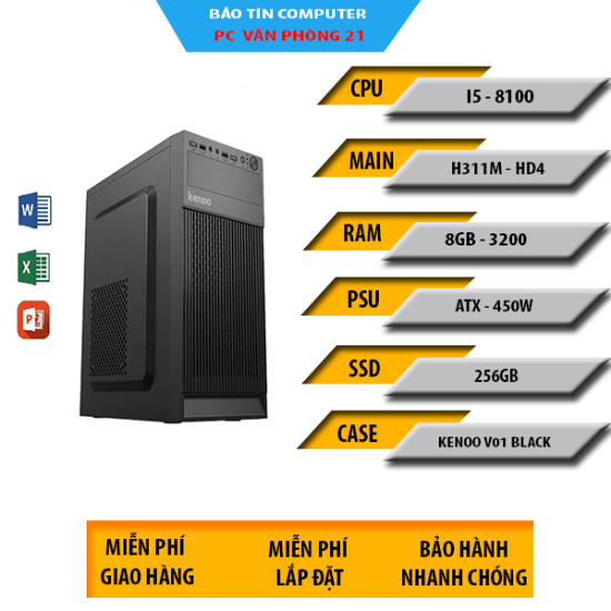 PC Văn Phòng CORE I3 8100 RAM 8GB 256G 